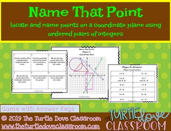 Preview of Math Center: Name that Point!  Graphing on 4 quadrants Game - Print and Play