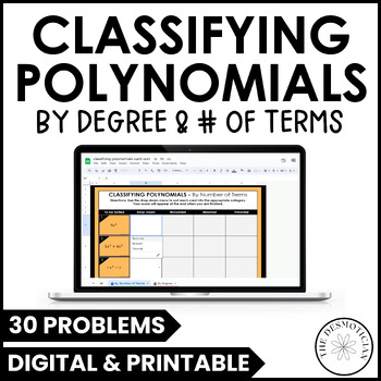 Preview of Naming Polynomials Classifying Polynomials Sorting Activity