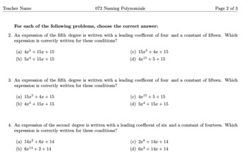Preview of Naming Polynomials Degree, Leading Coefficient and Constant