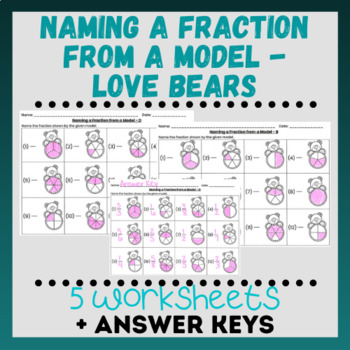 Preview of Naming a Fraction from a Model - Love Bears Worksheets