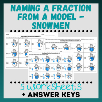 Preview of Naming a Fraction from a Model - Snowmen Worksheets