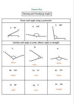 types of angles common core geometry homework answer key