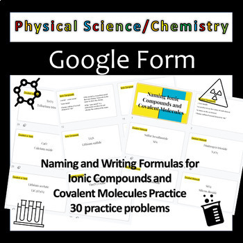 Preview of Naming and Writing Chemical Formulas - Physical Science/ Chemistry - Google Form