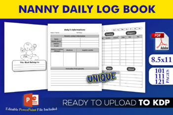 Preview of Nanny Daily Log Book | KDP Interior Template Ready to Upload