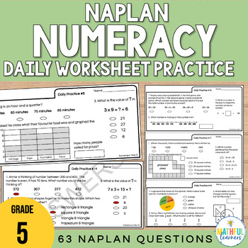 Preview of NAPLAN Numeracy - Year 5 Practise Test Questions - Daily Math Worksheets