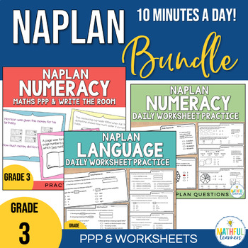Preview of Naplan Numeracy and Language Conventions Test Preparation Bundle Year 3