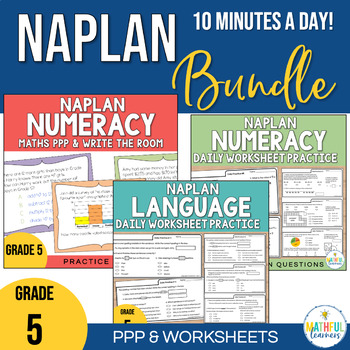 Preview of Naplan Numeracy and Language Conventions Test Preparation Bundle Year 5