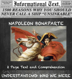 Napoleon Bonaparte--Informational Text Worksheet