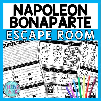 Preview of Napoleon Bonaparte Escape Room - Task Cards - Reading Comprehension