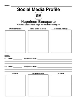Preview of Napoleon Bonaparte "Social Media Page" Worksheet & WebQuest