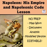 Napoleon: His Empire and Napoleonic Code Map & Document An