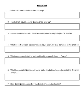 Preview of Napoleon Movie Guide (with answer key)