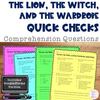 Preview of Narnia The Lion, the Witch, and the Wardrobe Novel Study Comprehension Questions