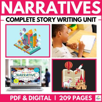 Preview of Narrative Writing Unit | Story Elements | Fiction, Plot, Characters, Digital PDF