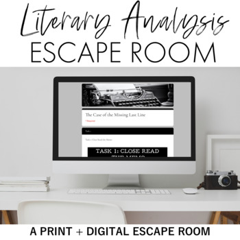 Preview of Literary Analysis Escape Room (Breakout) for Grades 9-12 Print and Digital