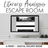 Literary Analysis Escape Room (Breakout) for Grades 9-12 P