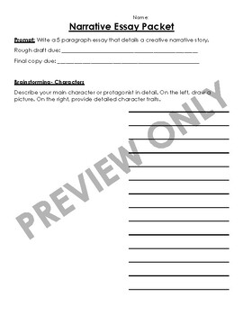 Preview of Narrative Essay Packet- EDITABLE