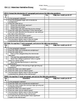 narrative essay checklist