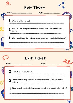 Preview of Narrative Exit Ticket for Formative Assessment