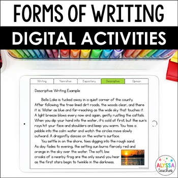Preview of Narrative, Expository, Descriptive, Opinion Writing Digital Activities | SOL 4.7