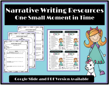 Preview of Narrative Writing Resources, Includes Scaffolded Graphic Organizer and Rubric
