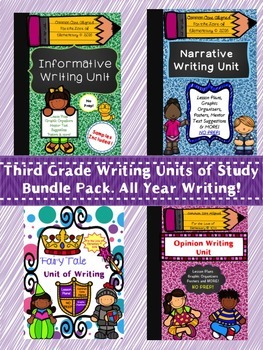 Preview of Narrative, Informative, Opinion and Fairy Tale Units of Writing Bundle