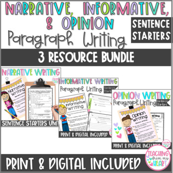Preview of BUNDLE Narrative, Informative, and Opinion Paragraph Writing, ANY Topic