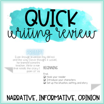 Preview of Narrative, Informative, and Opinion Writing Review - Quick Refresh