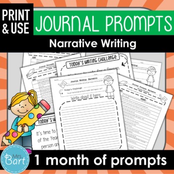 Narrative Journal Writing Prompts by Mrs Bart | Teachers Pay Teachers