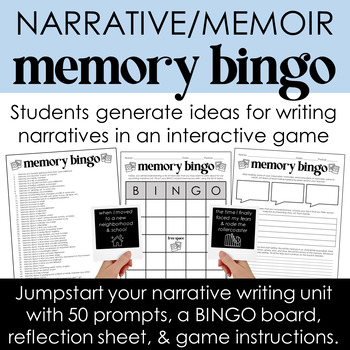 Preview of Narrative/Memoir Writing Brainstorming/Generating Ideas: Memory BINGO Activity