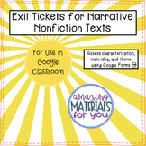 Narrative Nonfiction Exit Tickets for GOOGLE DRIVE