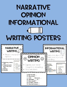 Preview of Narrative Opinion Informational Writing Posters