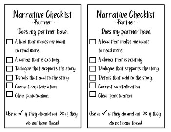 Preview of Narrative Partner Checklist