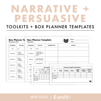 Preview of Narrative + Persuasive Text Toolkits & Box Planner Templates BUNDLE!