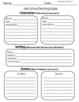 Preview of Narrative Planning Pages, Graphic Organizers