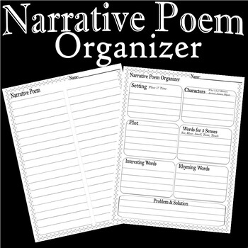 Preview of Narrative Poem Graphic Organizer Writing Template