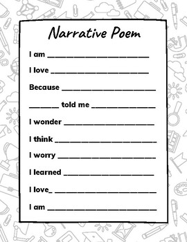 Preview of Narrative Poem Templates for Short Poems/Beginner Poets