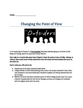 Preview of Narrative Point of View Writing -The Outsiders (PARCC ready)