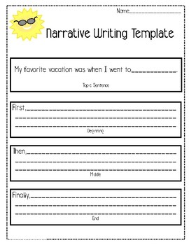 Narrative Prewriting Template My Favorite Vacation by Janeice Wright