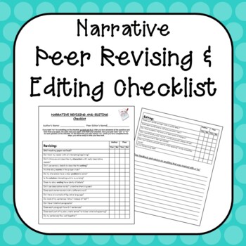 Preview of Narrative Revising and Editing Checklist (Self and Peer)