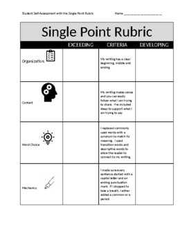 Preview of Narrative Rubric-Single Point