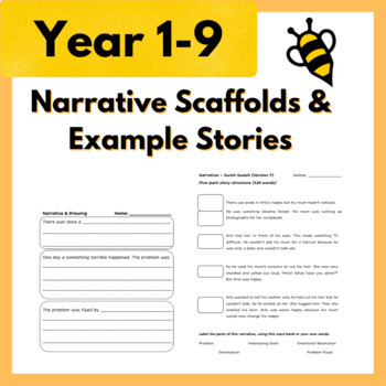 Preview of 15 Narrative Scaffolds/Graphic Organisers & 3 Example Stories - Year/Grade 1-9