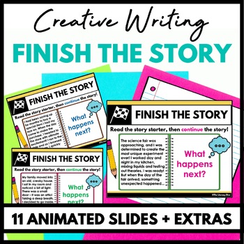 Preview of Narrative Daily Writing Prompt Slides for 2nd 3rd 4th 5th Grade Creative Writing