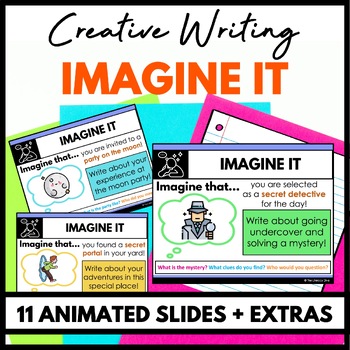 Preview of Daily Imagination Writing Prompt Slides 3rd 4th 5th Grade Creative Story Writing