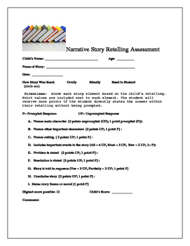 Preview of Narrative Story Retelling Assessment- Quick and Effective!
