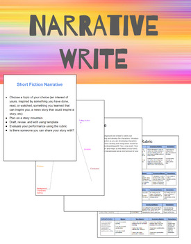 Preview of Narrative Write Plan, Template, Rubric