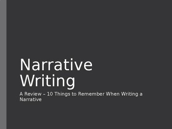 Preview of Narrative Writing-10 points to Remember When Writing a Narrative PPT