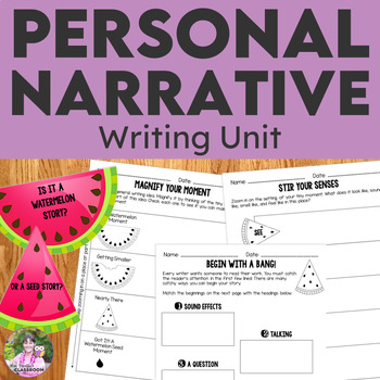 Personal Narrative Writing Unit with Graphic Organizers and Rubrics