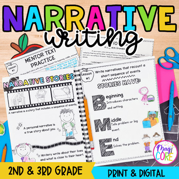Preview of Personal Narrative Writing Unit - 2nd & 3rd Grade Anchor Charts Lessons Rubrics