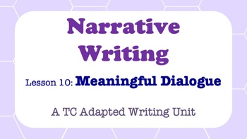 Preview of Narrative Writing - A TC Adapted Writing Unit - Meaningful Dialogue